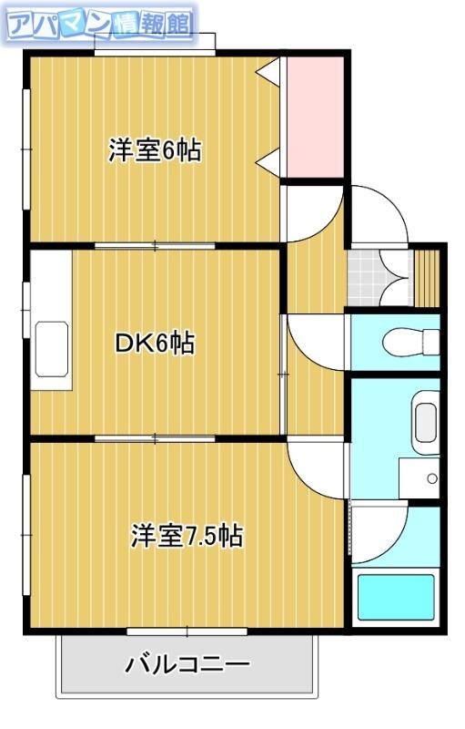 グレース坂井砂山B(2DK/2階)の間取り写真