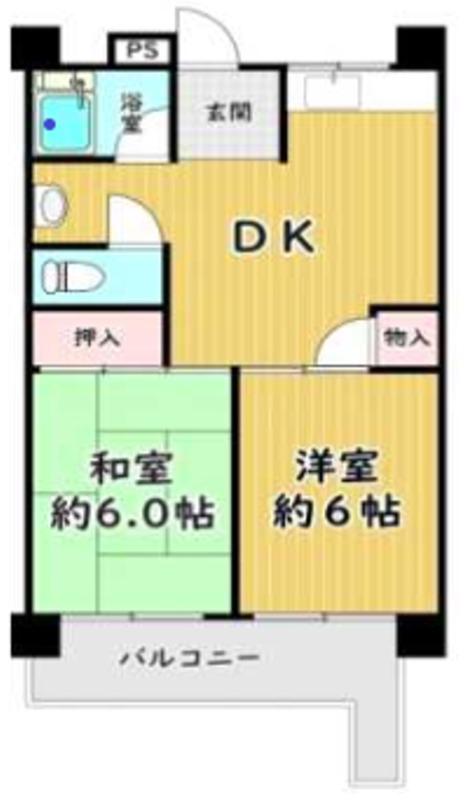 ハイツ米屋(2DK/4階)の間取り写真