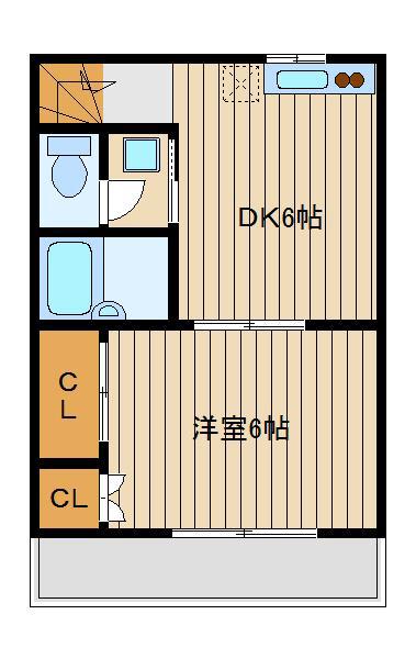 コートシュンラク(1DK/2階)の間取り写真