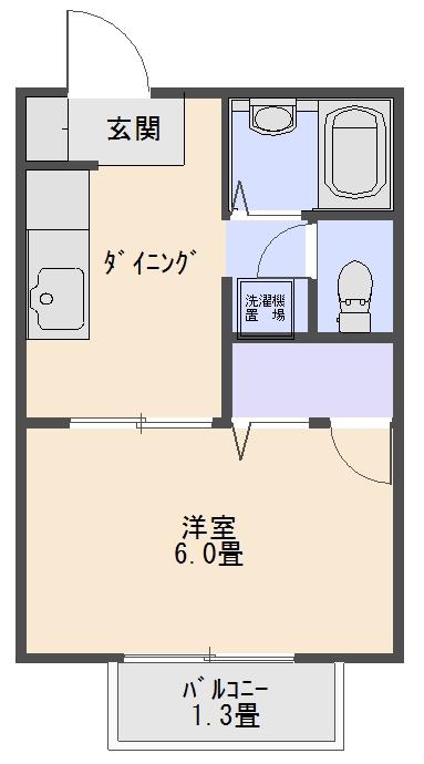 ラピート今泉B(1K/2階)の間取り写真