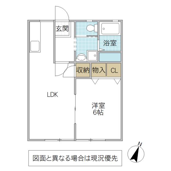 ササノサンシティー B(1LDK/1階)の間取り写真