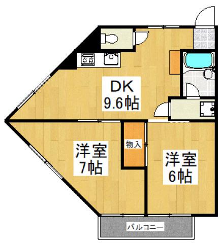 アーク山崎(2DK/2階)の間取り写真