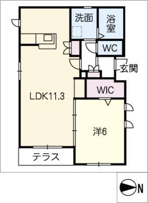 カーサ名城東(1LDK/1階)の間取り写真
