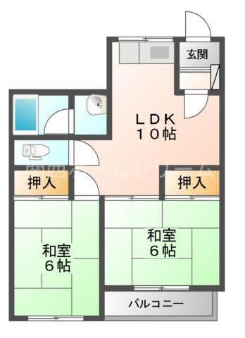 西村ハイツ(2LDK/1階)の間取り写真