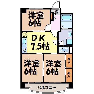 CASA吹上(3DK/3階)の間取り写真