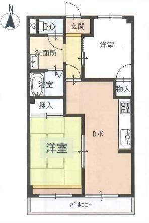 アンボワーズ31/2F(2DK/2階)の間取り写真