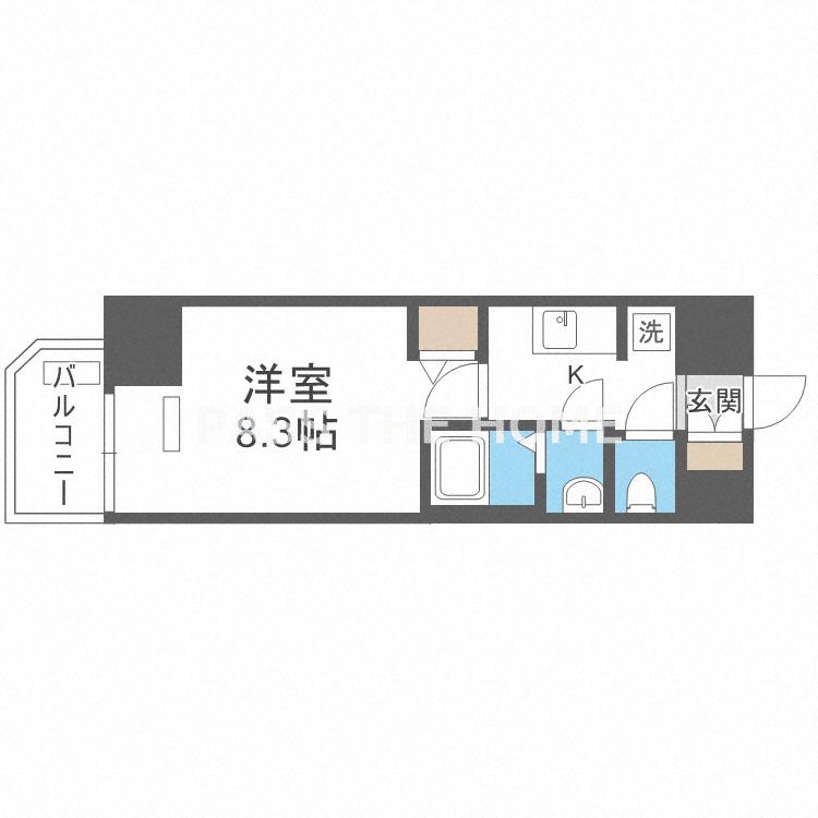 プレサンス谷町九丁目駅前(1K/13階)の間取り写真