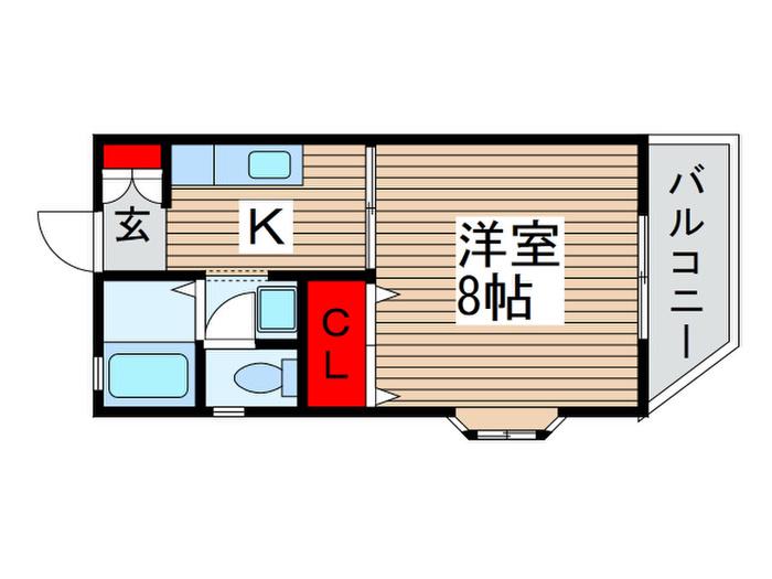 パレスK(1K/2階)の間取り写真