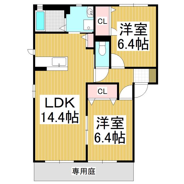 MASTTOWN島内 E(2LDK/1階)の間取り写真