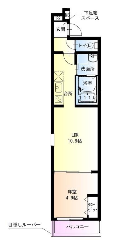 フジパレス神田南通3番館(1LDK/1階)の間取り写真