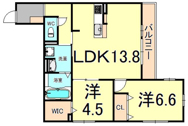 D-ROOM南塚口(2LDK/2階)の間取り写真