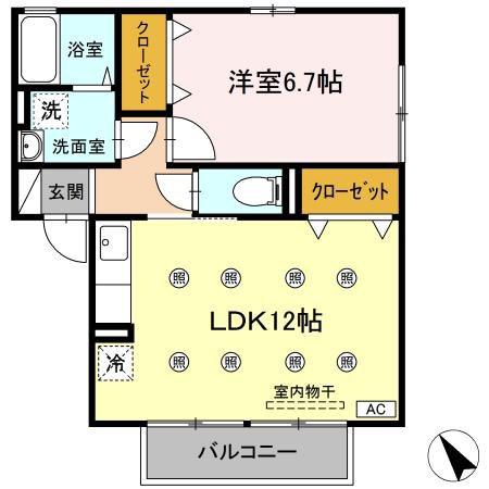 セジュール芹沢(1LDK/2階)の間取り写真