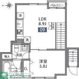 グランエッグス三鷹(1LDK/2階)の間取り写真