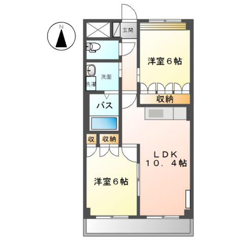 サン・ソレイユ西条弐番館(2LDK/3階)の間取り写真