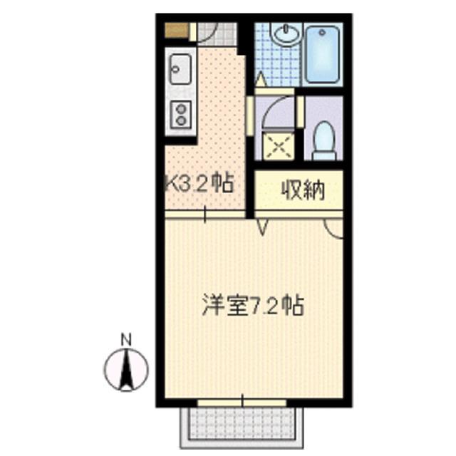 グランメールB(1K/1階)の間取り写真