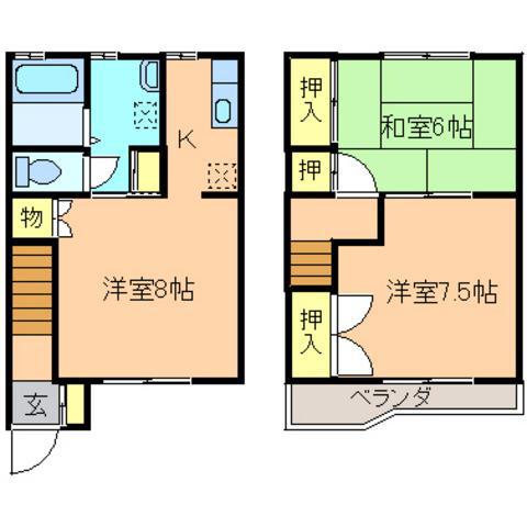 アセット参番館(2LDK/1階)の間取り写真