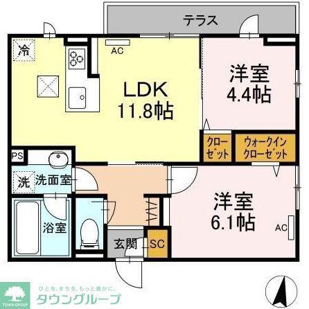 ECLAS(2LDK/2階)の間取り写真