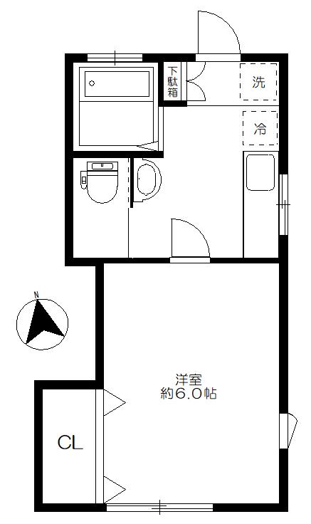 プレオコート(1K/2階)の間取り写真
