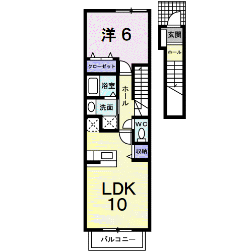 エレガント ハウス K(1LDK/2階)の間取り写真