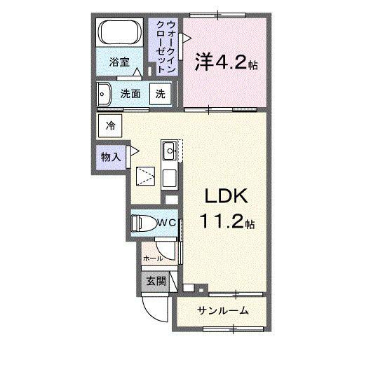サニーヒル(1LDK/1階)の間取り写真