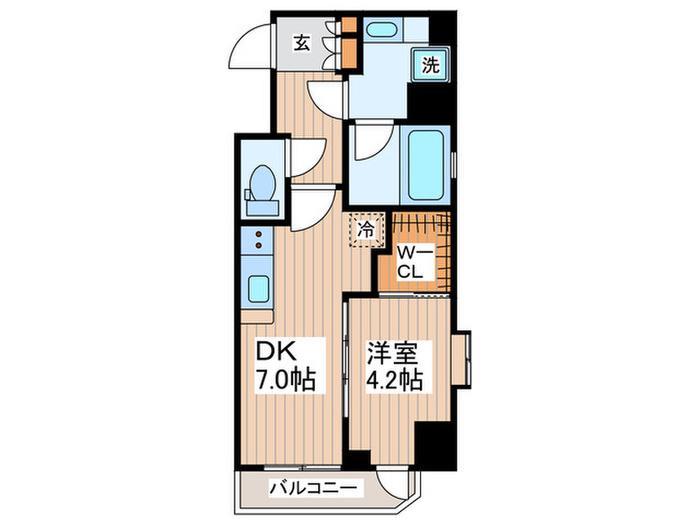 レジデンシャルスター府中(1DK/11階)の間取り写真