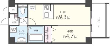 モントーレヒルズ悠(1LDK/5階)の間取り写真