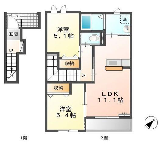 ディディエール(2LDK/2階)の間取り写真