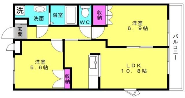 サンハイツI(2LDK/2階)の間取り写真