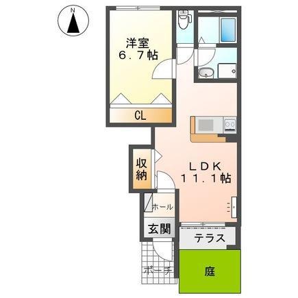 ＪＲ山陰本線 鳥取駅 バス乗車時間：15分 最寄りバス停で下車 徒歩8分 2階建 築7年(1LDK/1階)の間取り写真