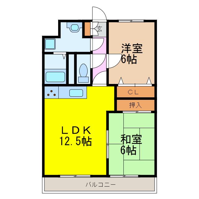 ポレール前田(2LDK/3階)の間取り写真