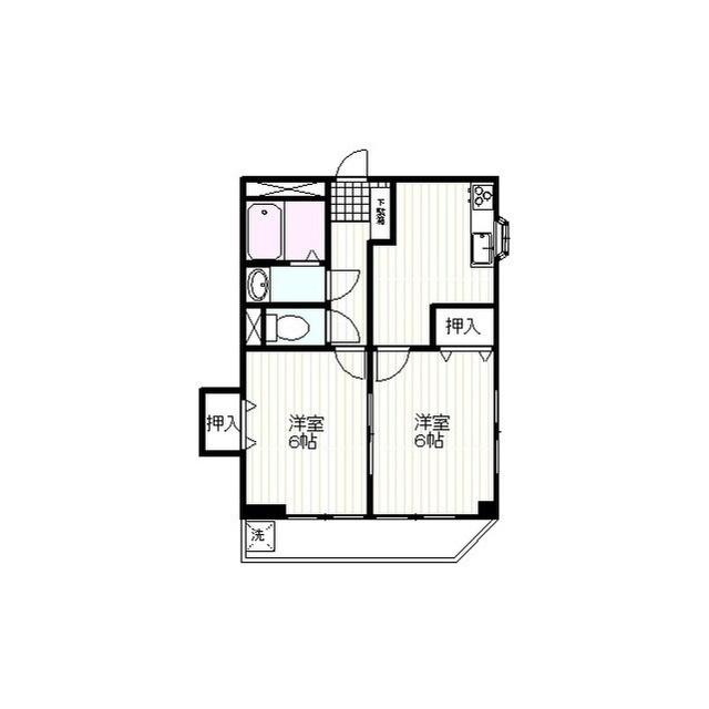 横山ハイツII(2DK/3階)の間取り写真