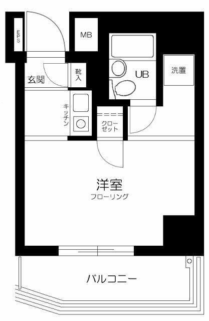 プレール新宿余丁町(1K/12階)の間取り写真