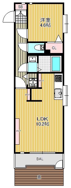 セザール戸越銀座(1LDK/1階)の間取り写真