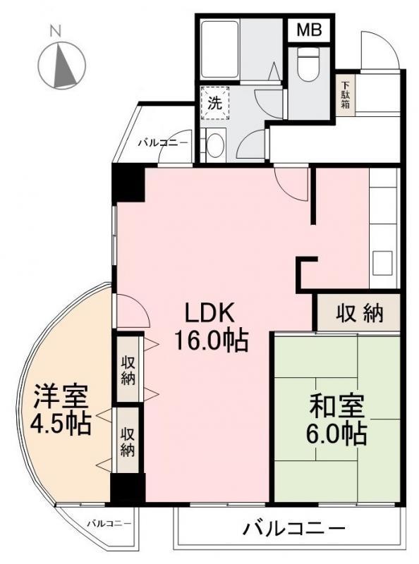 ハイクレスト高松(2LDK/11階)の間取り写真