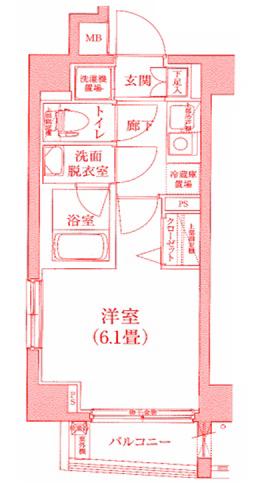 アイル横浜ノース(1K/3階)の間取り写真