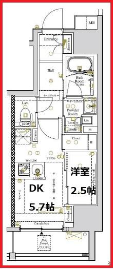 ルミード南千住(1DK/4階)の間取り写真