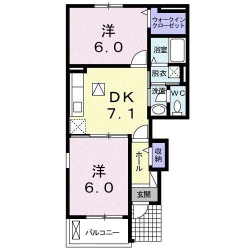 アルバフラン C(2DK/1階)の間取り写真
