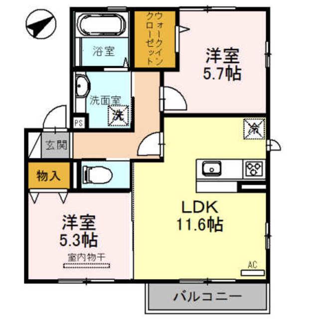 セジュールK(3LDK/2階)の間取り写真