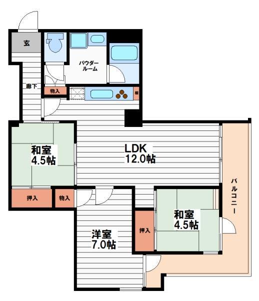 高津サニーハイツ(3LDK/3階)の間取り写真