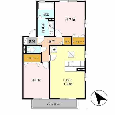 リビングタウン湖都ヶ丘(2LDK/1階)の間取り写真