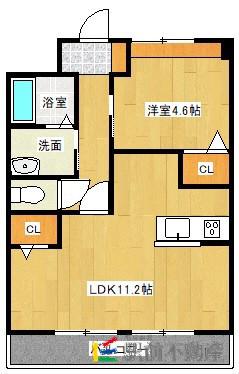 グランエスポワール(1LDK/2階)の間取り写真