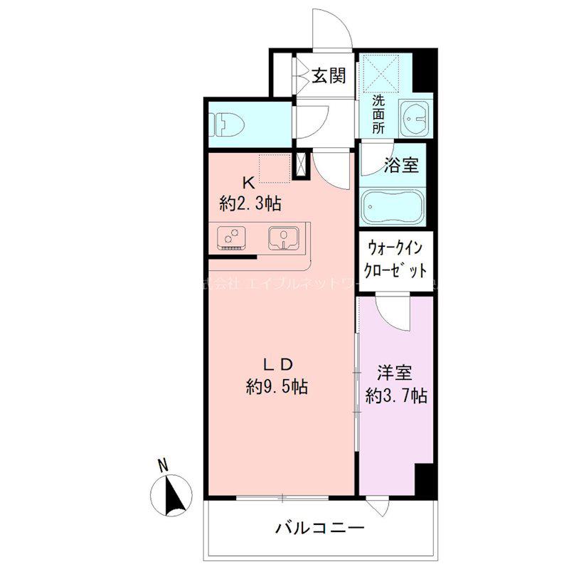 BUENA上大川前通8(1LDK/4階)の間取り写真