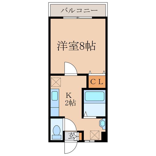 エムハイツ B棟(1K/1階)の間取り写真
