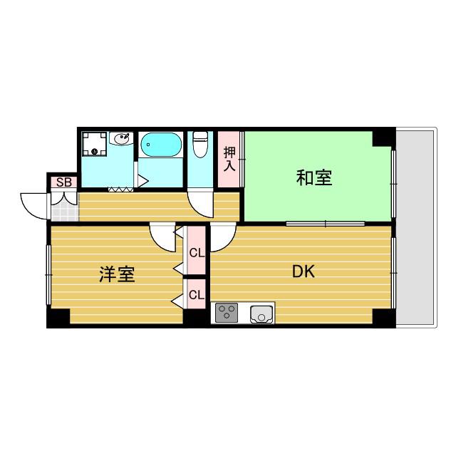 テラートI(2DK/2階)の間取り写真