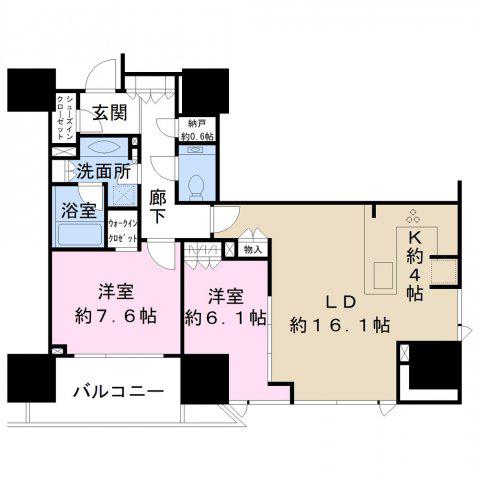 グランドヒルズ恵比寿(2LDK/10階)の間取り写真