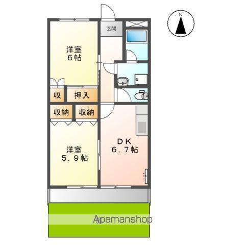 ラピエス(2DK/1階)の間取り写真