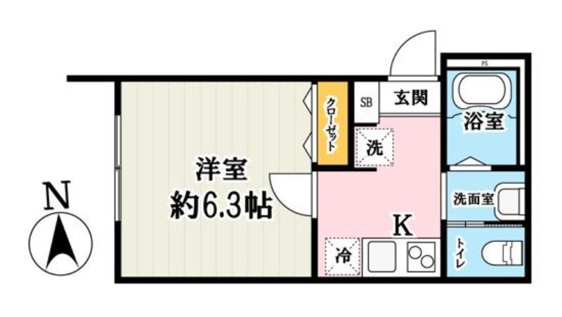 キャメル小手指2(1K/1階)の間取り写真