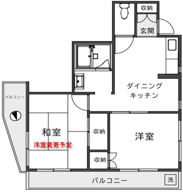 S.I.弘明寺(2DK/3階)の間取り写真