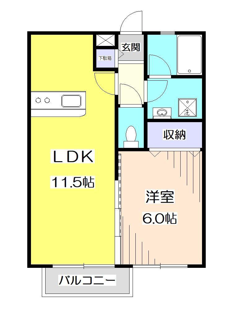 RIVERSAIDE COURT リバーサイドコート(1LDK/1階)の間取り写真