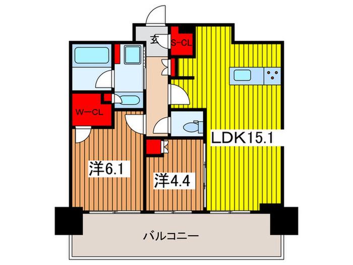 URAWA THE TOWER(2LDK/16階)の間取り写真